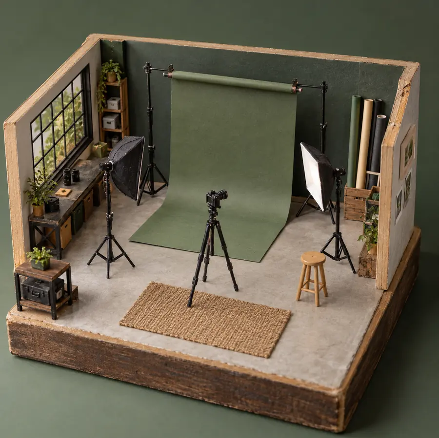 Illustration of photography businesses equipment and workspace